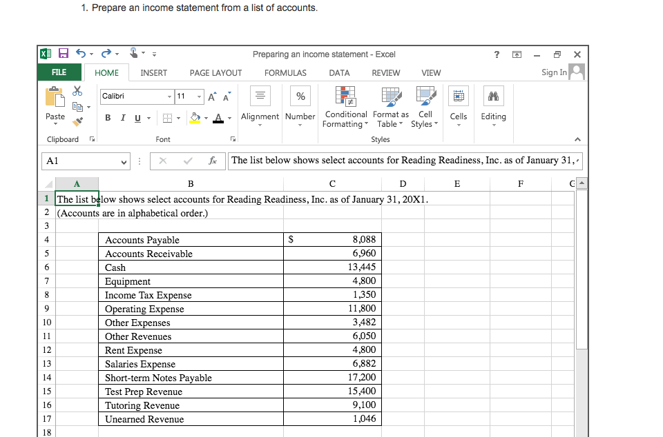 income statement accounts