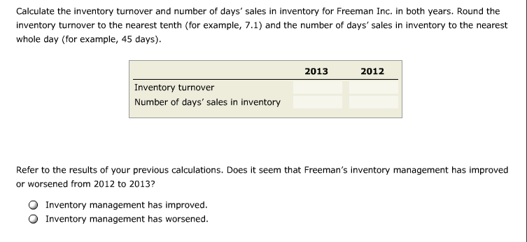 days sales in inventory