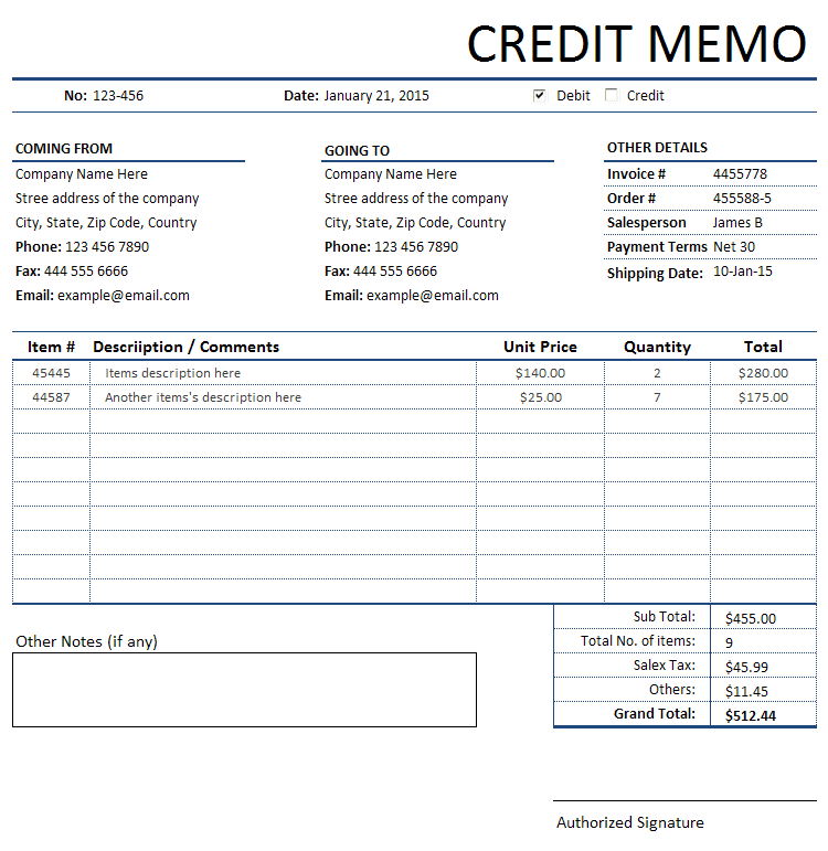 credit memo